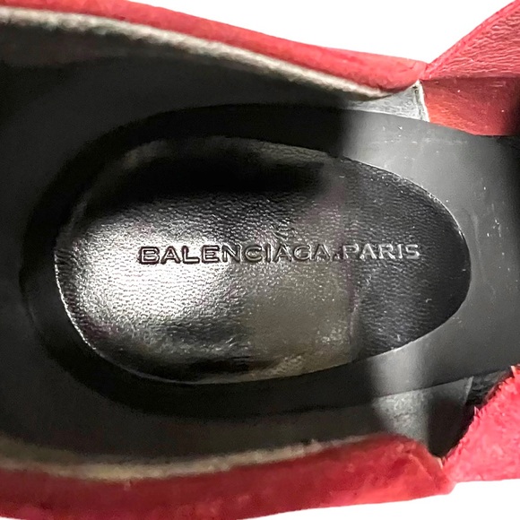 Balenciaga Red Suede High-heel Peep-toe Bootie Pumps - Picture 9 of 10